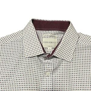 Men’s LARGE Con.Struct Dress Shirt Geometric Flip Cuff 4 Way Stretch Performance